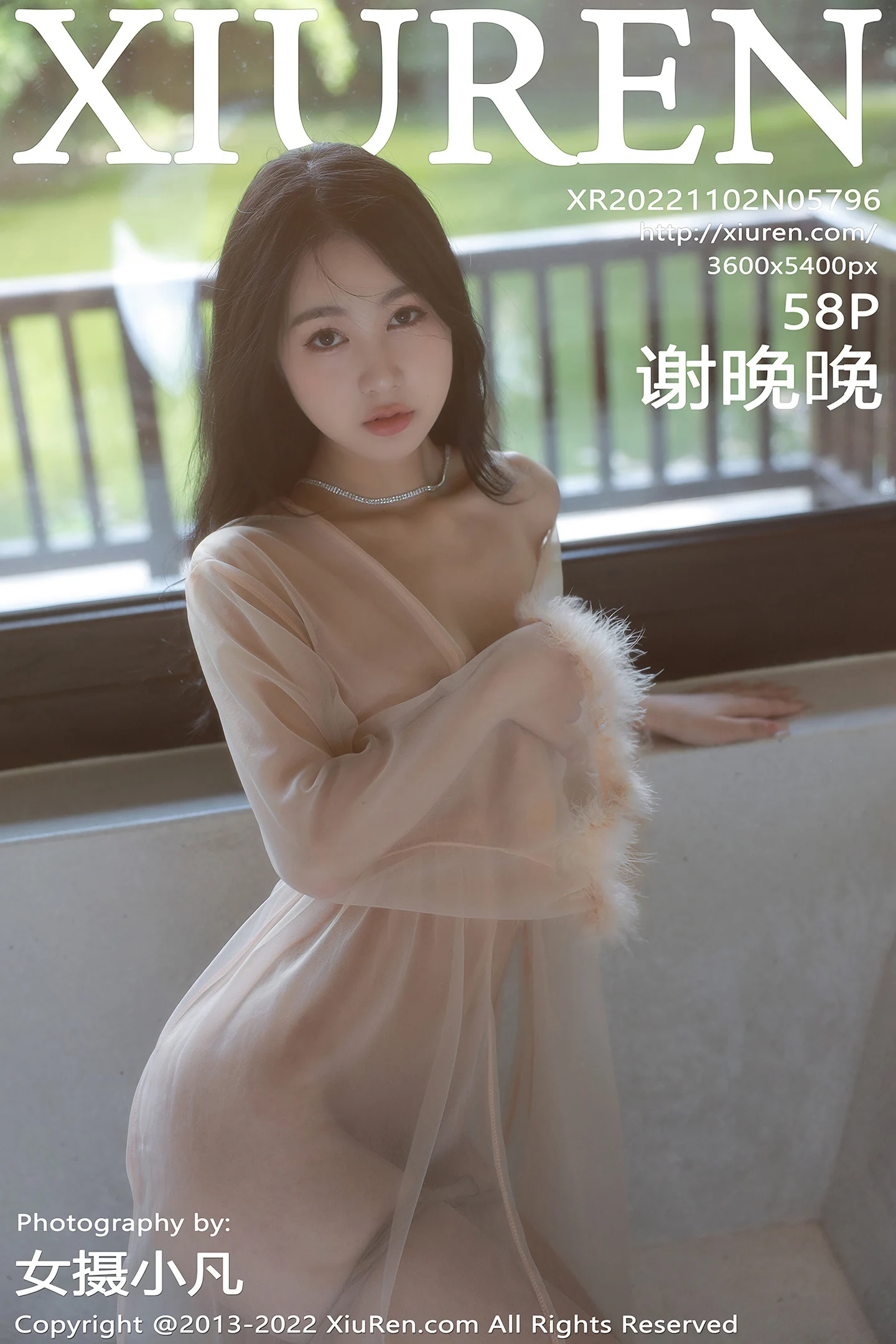 [XiuRen秀人网]No.5796_模特谢晚晚浅色薄纱轻透情趣服配超薄肉丝秀惹火身材诱惑写真58P-秀人网 - XiuRen.Space